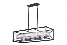  LIT7451BK+MC-CRY - 42" Long 6x25W -Linear Pendant in Black finish with Medium Base K9 Crystal with Pipes included